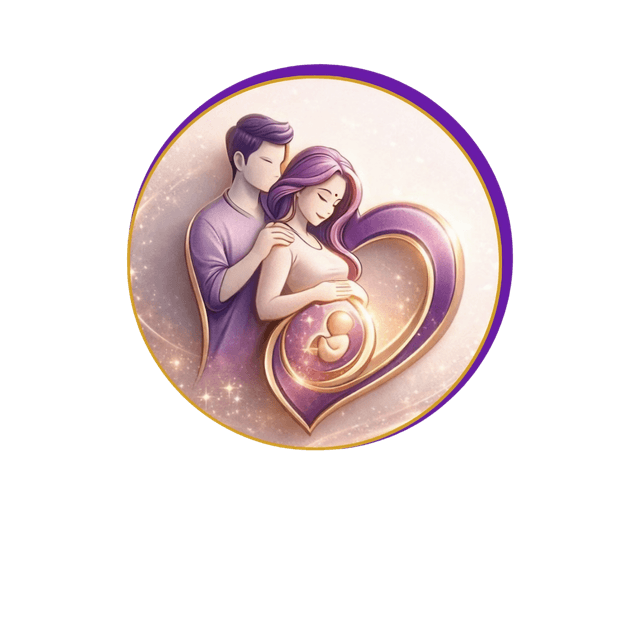 Illustration of a couple embracing their unborn baby