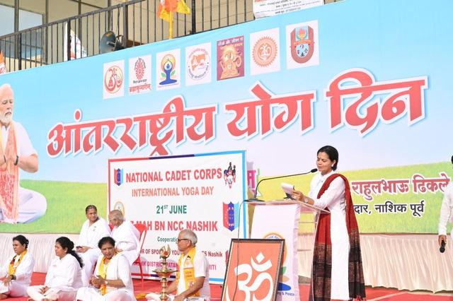Yoga day event on stage