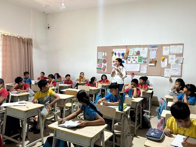 Students at a school session