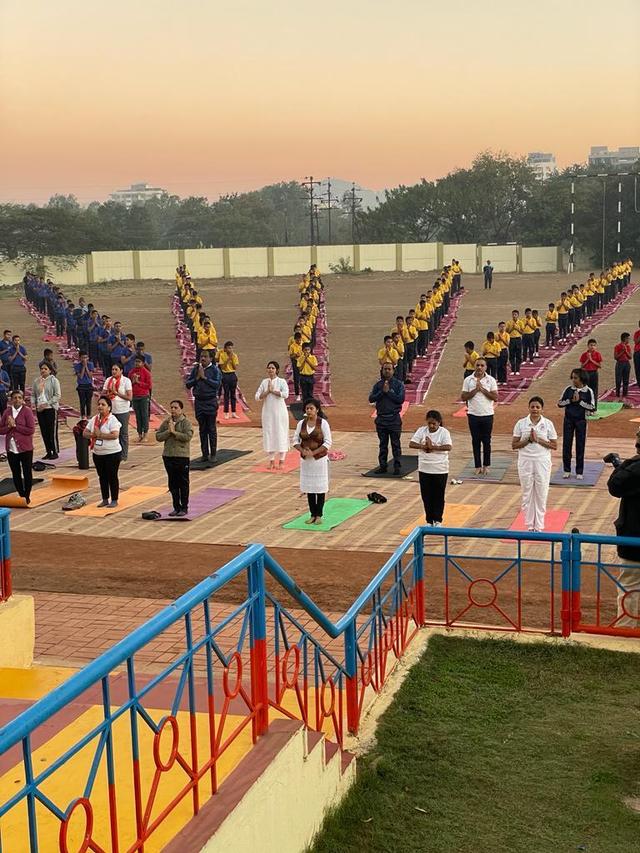 Outdoor yoga session